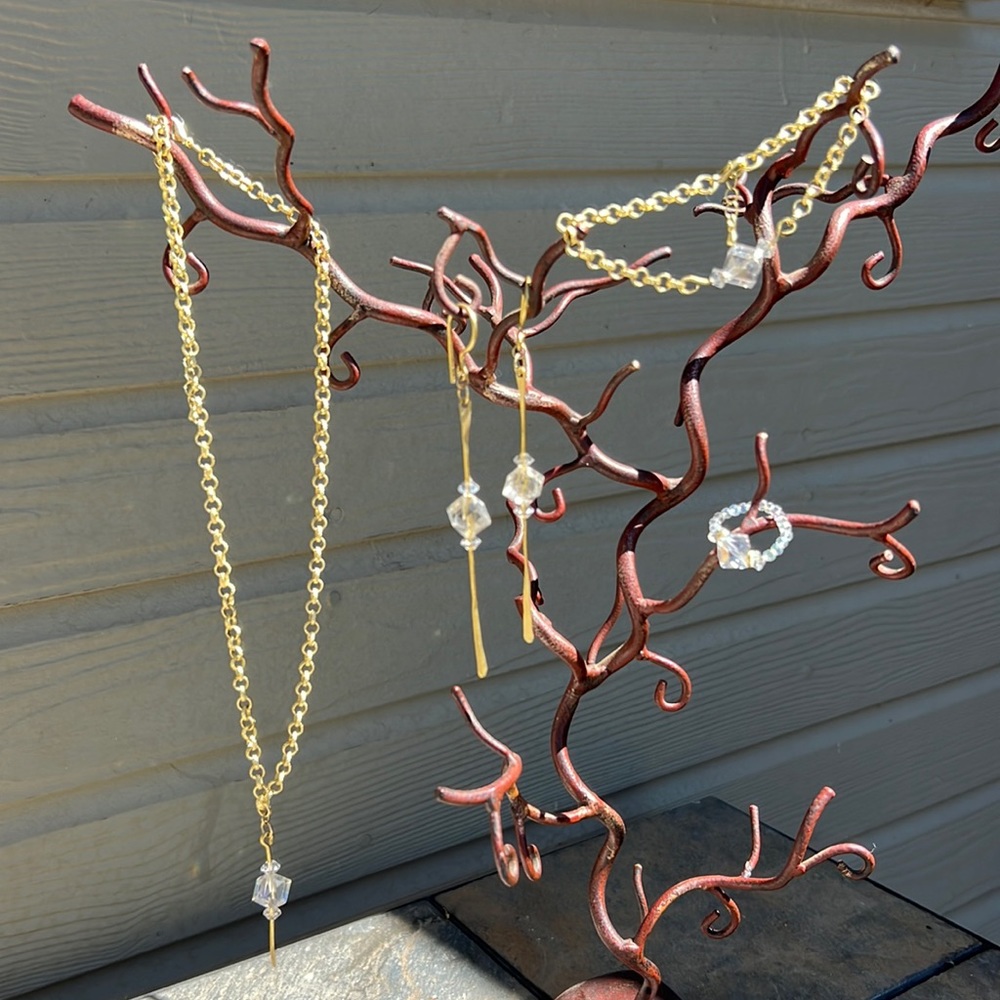 Custom made Handcrafted Brass with Clear Crystal Set